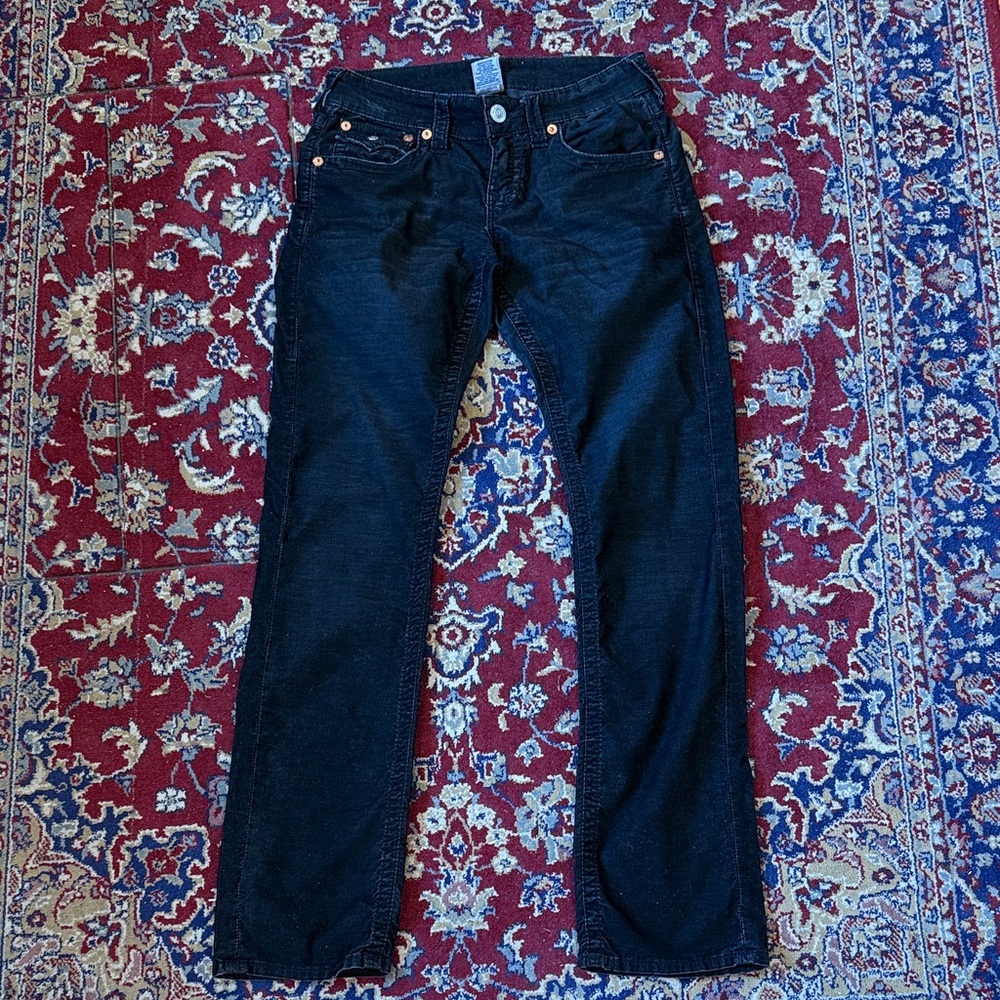 True Religion Slim Straight Black Men's Corduroy Pants - 28 X 31